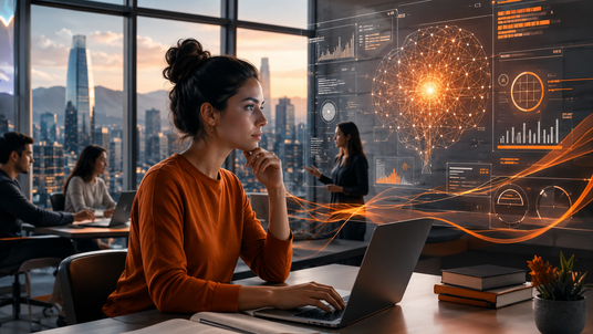Portada editorial premium sobre cursos de inteligencia artificial en Chile 2026 y upskilling profesional
