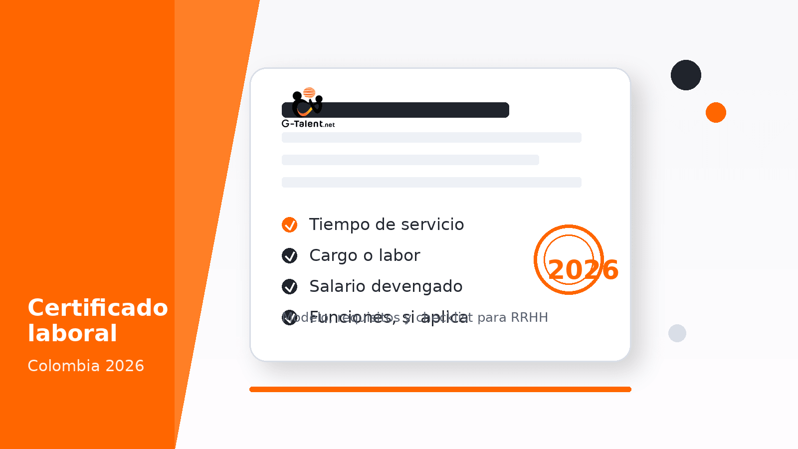 Certificado laboral en Colombia 2026: modelo, requisitos y cómo solicitarlo - G-Talent.Net