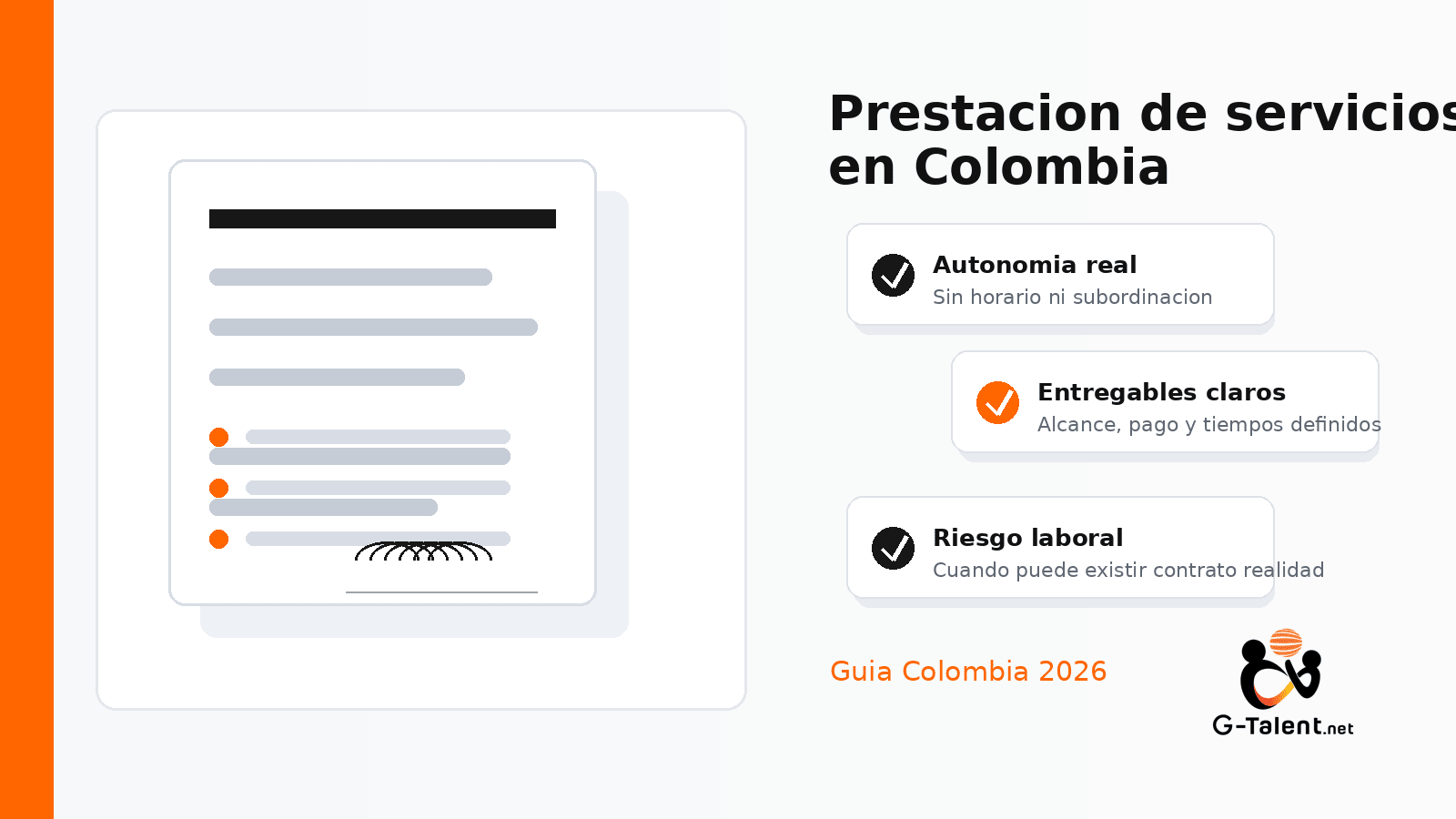 Contrato de prestación de servicios en Colombia 2026: qué revisar antes de firmar - G-Talent.Net