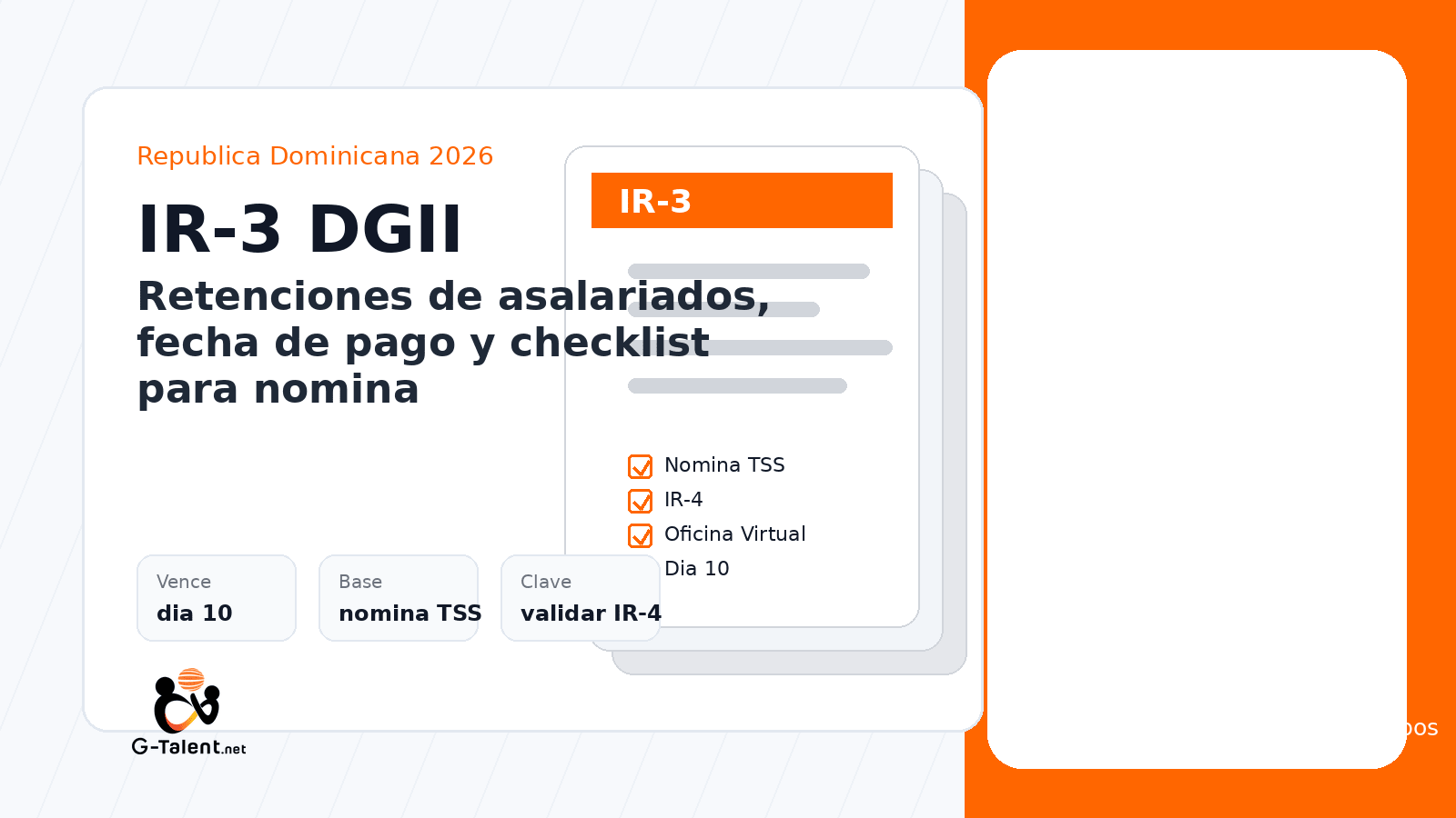 IR-3 DGII en República Dominicana 2026: retenciones de asalariados, fecha de pago y checklist para nómina - G-Talent.Net