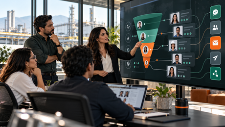 Equipo de recursos humanos en México planificando reclutamiento de talento técnico mediante redes sociales
