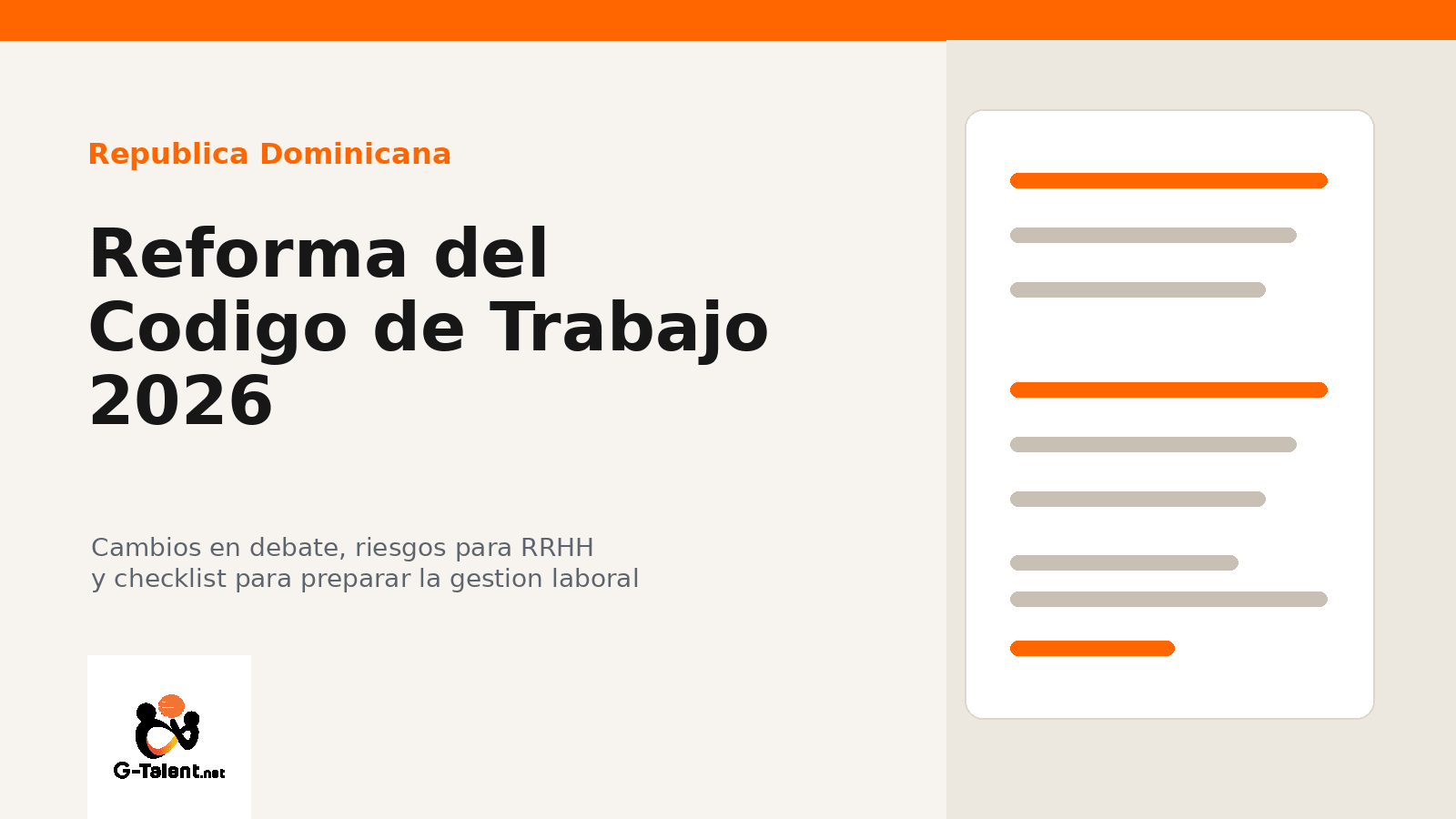 Reforma del Código de Trabajo en República Dominicana 2026: qué cambiaría y cómo prepararse - G-Talent.Net