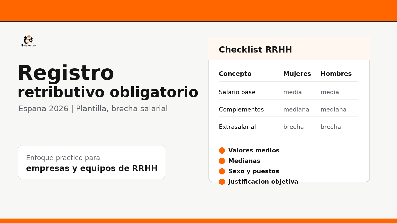 Registro retributivo obligatorio en España 2026: plantilla, ejemplo y cambios de transparencia salarial - G-Talent.Net