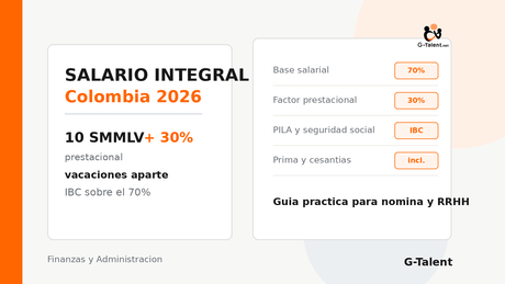 Salario integral en Colombia 2026: valor, qué incluye, IBC y errores al pactarlo - G-Talent.Net