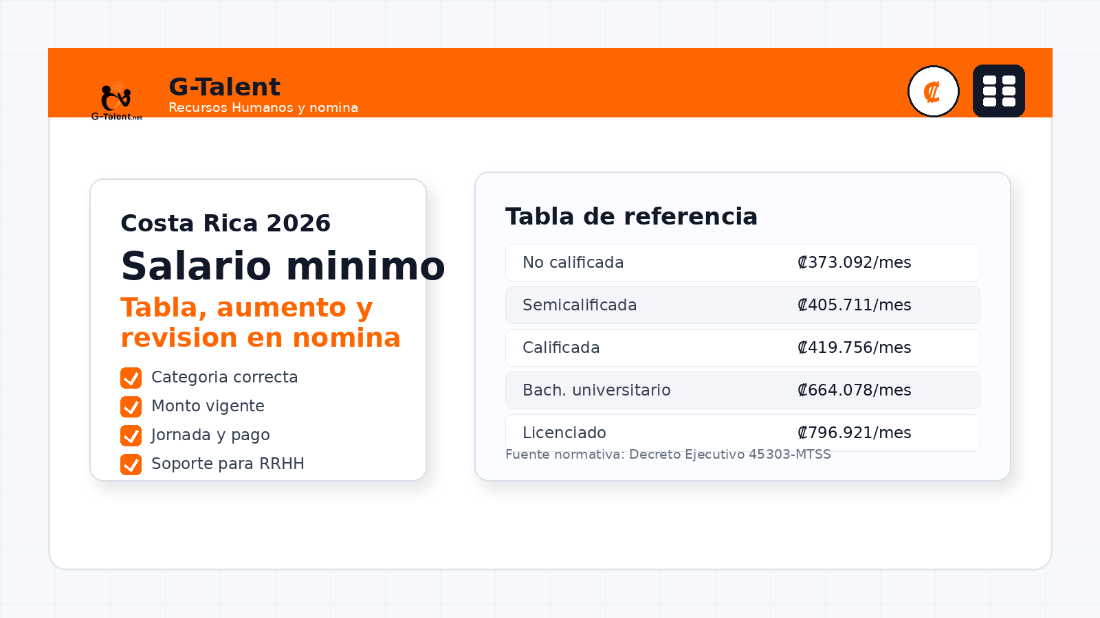 Salario mínimo en Costa Rica 2026: tabla, aumento y cómo revisarlo en nómina - G-Talent.Net