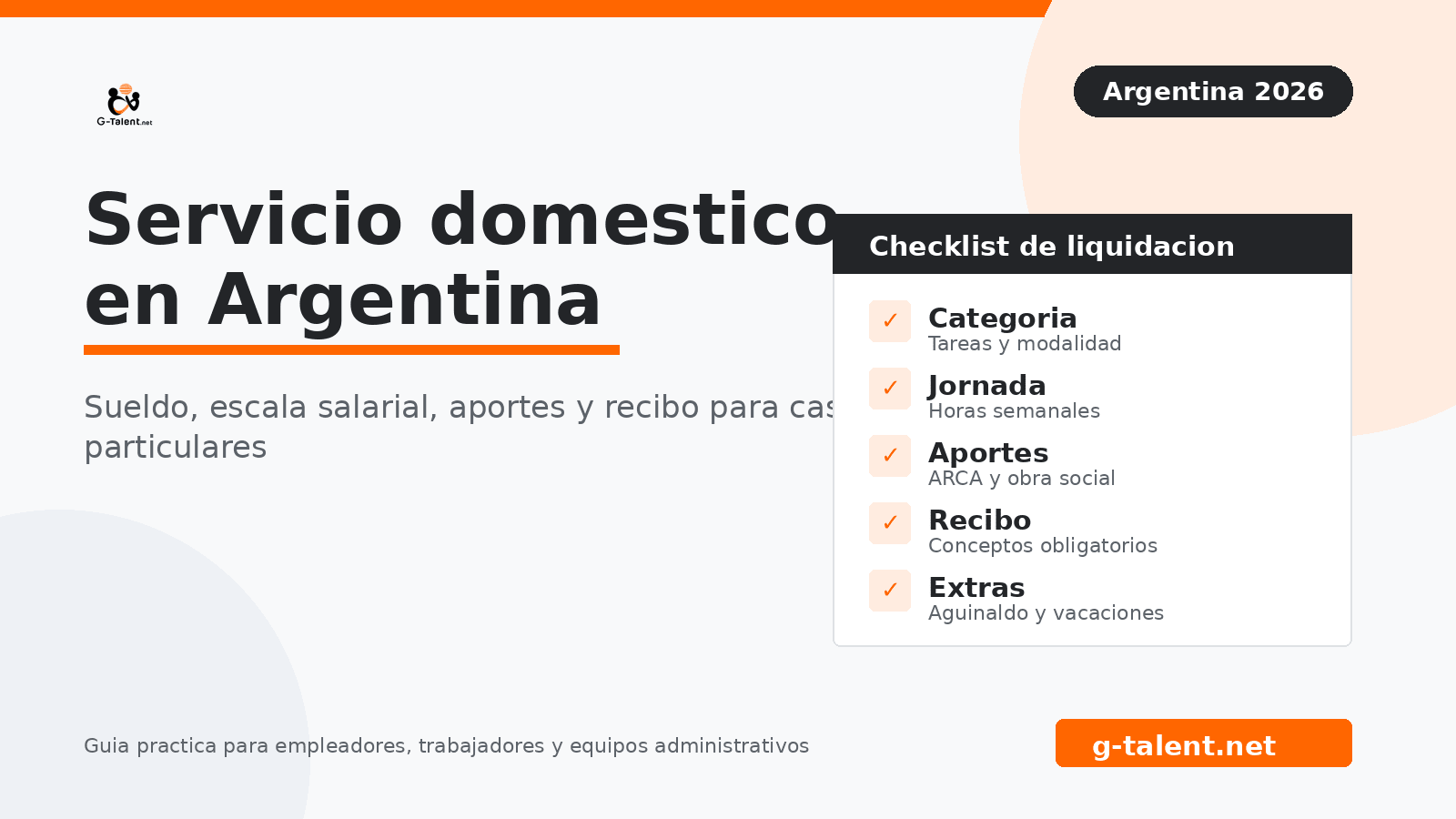 Servicio doméstico en Argentina 2026: sueldo, escala salarial, aportes y recibo - G-Talent.Net